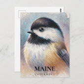 Chickadee Waterverf Art Maine Bird Briefkaart (Voorkant / Achterkant)