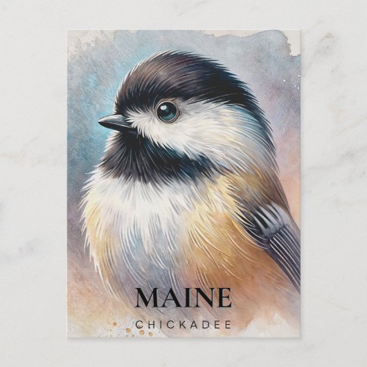 Chickadee Waterverf Art Maine Bird Briefkaart (Voorkant)