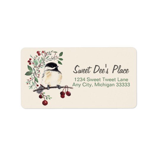 Chickadee Waterverf Art Return Address Label (Voorkant)
