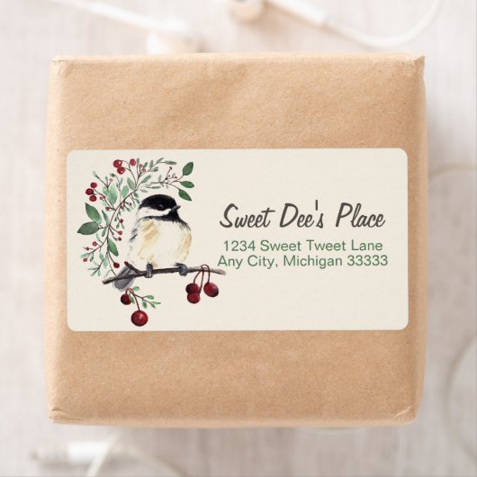 Chickadee Waterverf Art Return Address Label (Insitu)