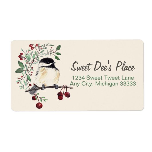 Chickadee Waterverf Art Return Address Label (Voorkant)