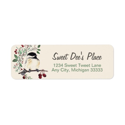 Chickadee Waterverf Art Return Address Label (Voorkant)