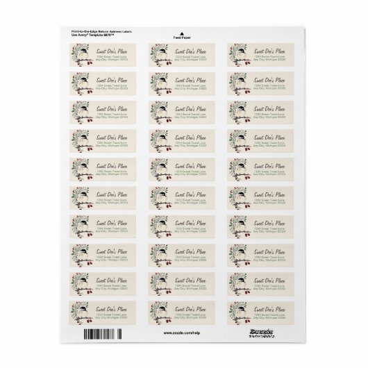 Chickadee Waterverf Art Return Address Label (Full Sheet)