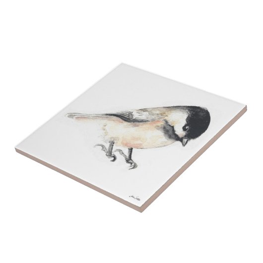 Chickadee Waterverf keramische Tegel Tegeltje (Zijkant)