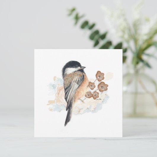 Chickadee Waterverf Note Kaart (Staand voorkant)