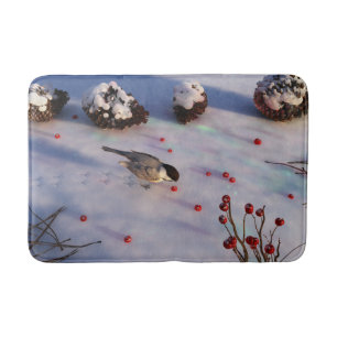 Chickadee Winter Bathmat Badmat
