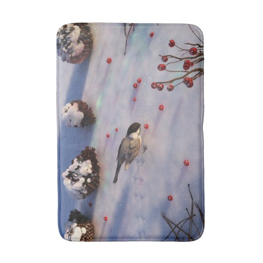 Chickadee Winter Bathmat Badmat (Voorkant Verticaal)