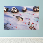 Chickadee Winter Canvas Print (Insitu (Houten vloer))