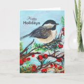 Chickadee Winter Prettige feestdagen Card Kaart (Voorkant)