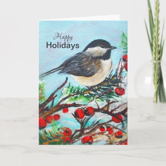 Chickadee Winter Prettige feestdagen Card Kaart (Voorkant)