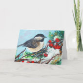 Chickadee Winter Scene Birthday Kaart (Voorkant)