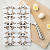 Chickadee Witte Geometrische Keuken Handdoek (Quarter Fold)