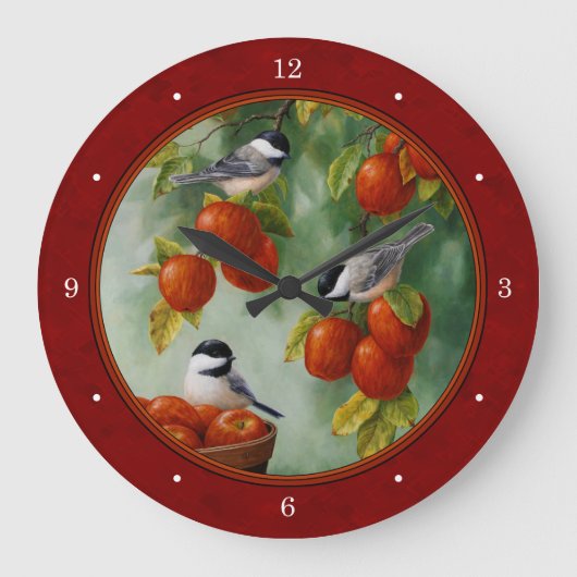 Chickadees Apple Harvest Red Grote Klok (Voorkant)