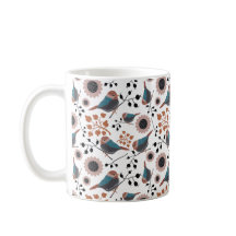 Chickadees Berries Flowers roze Blue Rust