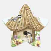 Chickadees Birdhouse Ster Sticker (Voorkant)