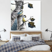 Chickadees [Design 2] 40" x 40" Canvas Afdruk (Insitu (Slaapkamer))