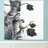 Chickadees [Design 2] 40" x 40" Canvas Afdruk (Insitu (Houten vloer))