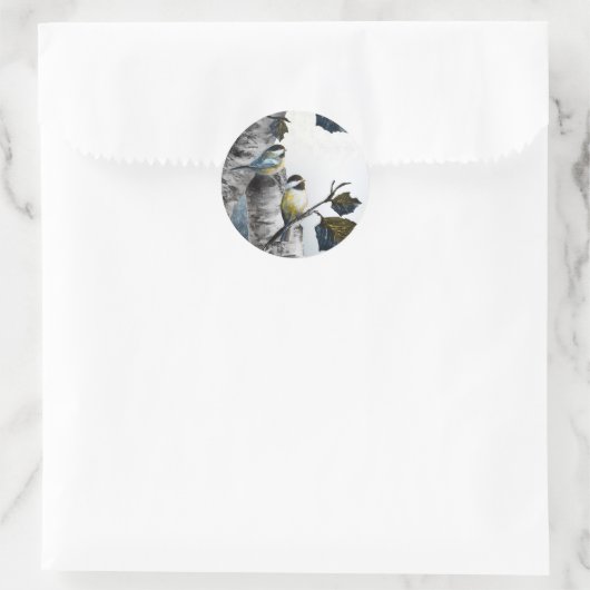 "Chickadees" [Design 2] Small  Ronde Sticker (Tas)