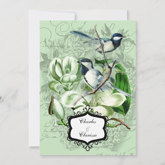 Chickadees en Magnolias 5x7 Wedding Invitation Kaart (Voorkant)