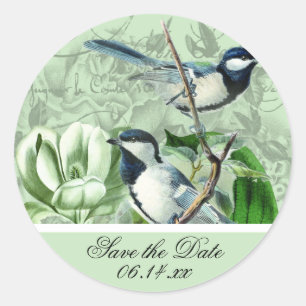 Chickadees en Magnolias Save the Date Stickers