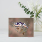 CHICKADEES EN PINECONES VAN SHARON SHARPE BRIEFKAART (Staand voorkant)