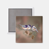 CHICKADEES EN PINECONES VAN SHARON SHARPE MAGNEET (Voorkant / Achterkant)