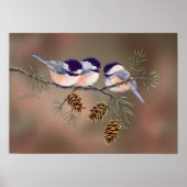 CHICKADEES EN PINECONES VAN SHARON SHARPE POSTER (Voorkant)