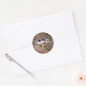 CHICKADEES EN PINECONES VAN SHARON SHARPE RONDE STICKER (Envelop)