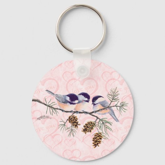 CHICKADEES EN PINECONESdoor SHARON SHARPE Sleutelhanger (Voorkant)