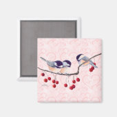 CHICKADEES EN RED BERRIES VAN SHARON SHARPE MAGNEET (Voorkant / Achterkant)
