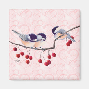 CHICKADEES EN RED BERRIES VAN SHARON SHARPE MAGNEET