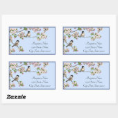 Chickadees & Flowers Schattige Vogeladreslabel Rechthoekige Sticker (Vel)