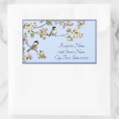 Chickadees & Flowers Schattige Vogeladreslabel Rechthoekige Sticker (Tas)