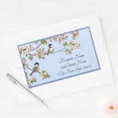 Chickadees & Flowers Schattige Vogeladreslabel Rechthoekige Sticker (Envelop)