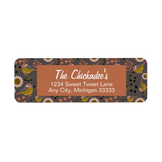 Chickadees Gold Pink Pattern Etiket (Voorkant)