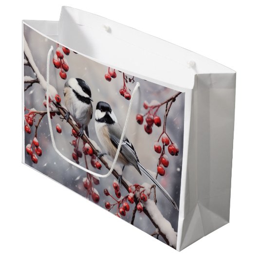 Chickadees Groot Cadeauzakje (Voorkant Gekanteld)