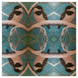 Chickadees in Holiday Branches Stof