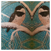 Chickadees in Holiday Branches Stof (Close Up)