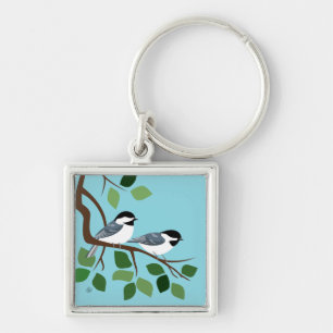 Chickadees on Tree Branch Sleutelhanger