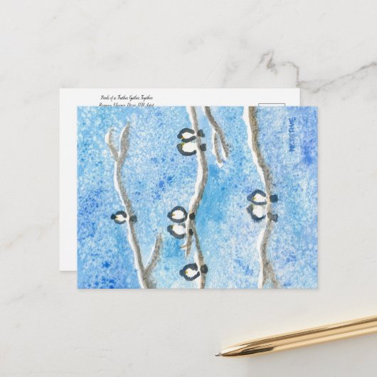 Chickadees on Tree Branches in Winter Snow Briefkaart (Voorkant / Achterkant in situ)