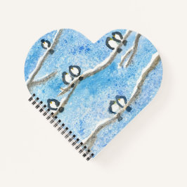 Chickadees on Tree Branches in Winter Snow Notebo Notitieboek