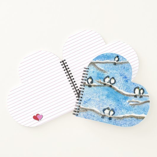 Chickadees on Tree Branches in Winter Snow Notebo Notitieboek (Binnen)