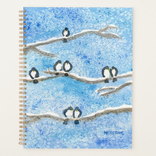 Chickadees on Tree Branches in Winter Snow Notebo Planner (Voorkant)
