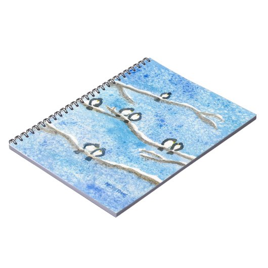 Chickadees on Tree Branches in Winter Snow Notitieboek (Linkerzijde)