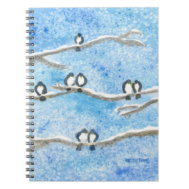 Chickadees on Tree Branches in Winter Snow Notitieboek
