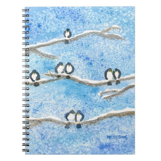 Chickadees on Tree Branches in Winter Snow Notitieboek (Voorkant)