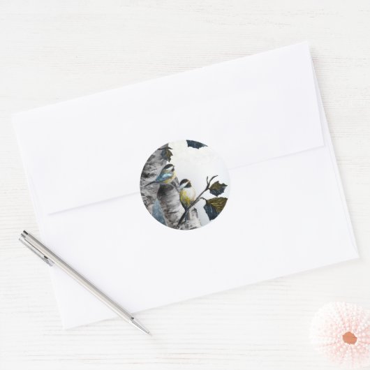 "Chickadees" [Ontwerp 2] Klein  Ronde Sticker (Envelop)