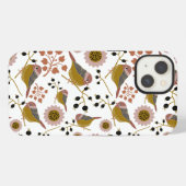 Chickadees Pink Gold Pattern iPhone Hoesje (Achterkant horizontaal)