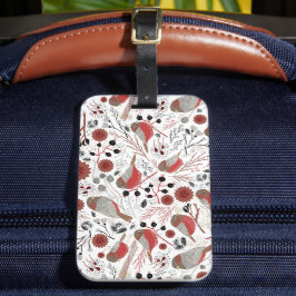 Chickadees Red Gray Pattern Bagagelabel