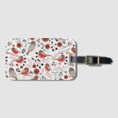 Chickadees Red Gray Pattern Bagagelabel (Voorkant (horizontaal))